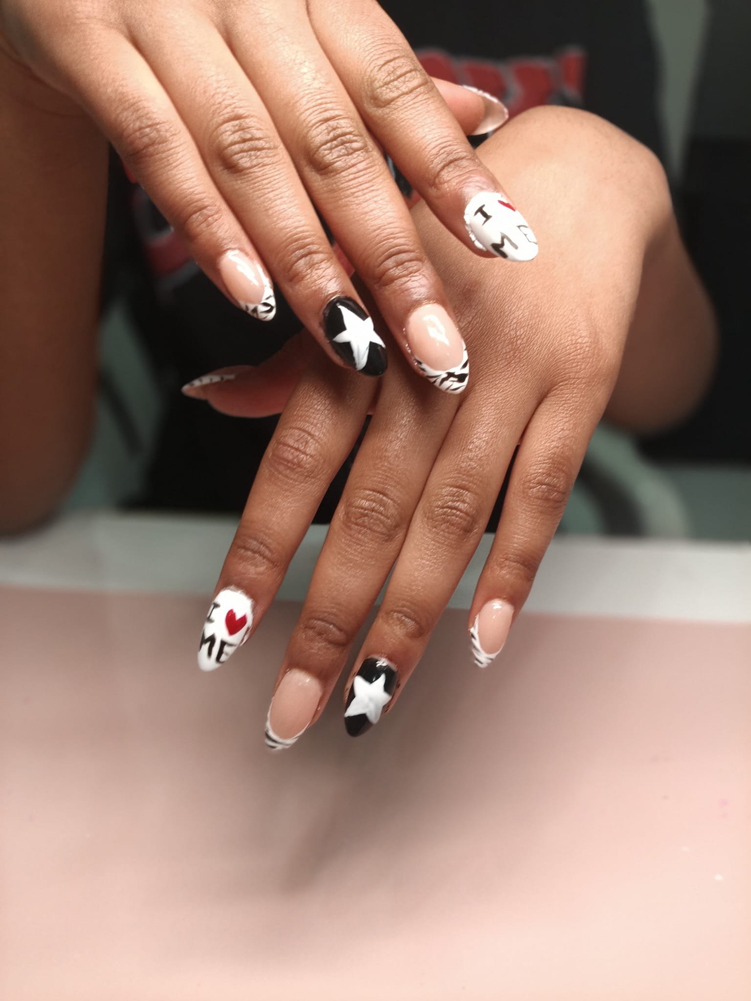 Cyber Stars & 'I ♡ ME' — Sets by Ginni nail set worn on hands