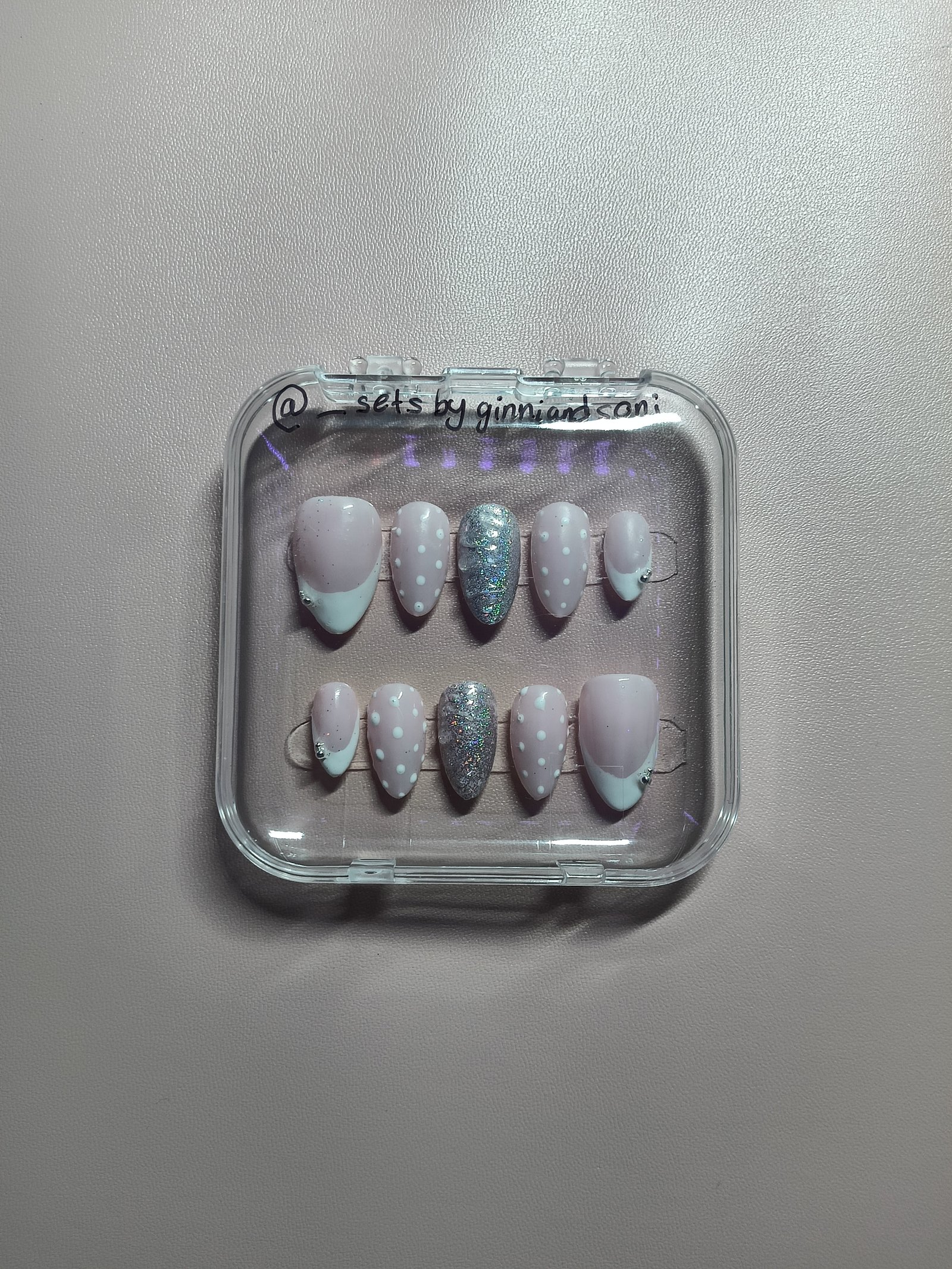 Starlit Lilac & Silver Shimmer press-on nail set by Sets by Ginni