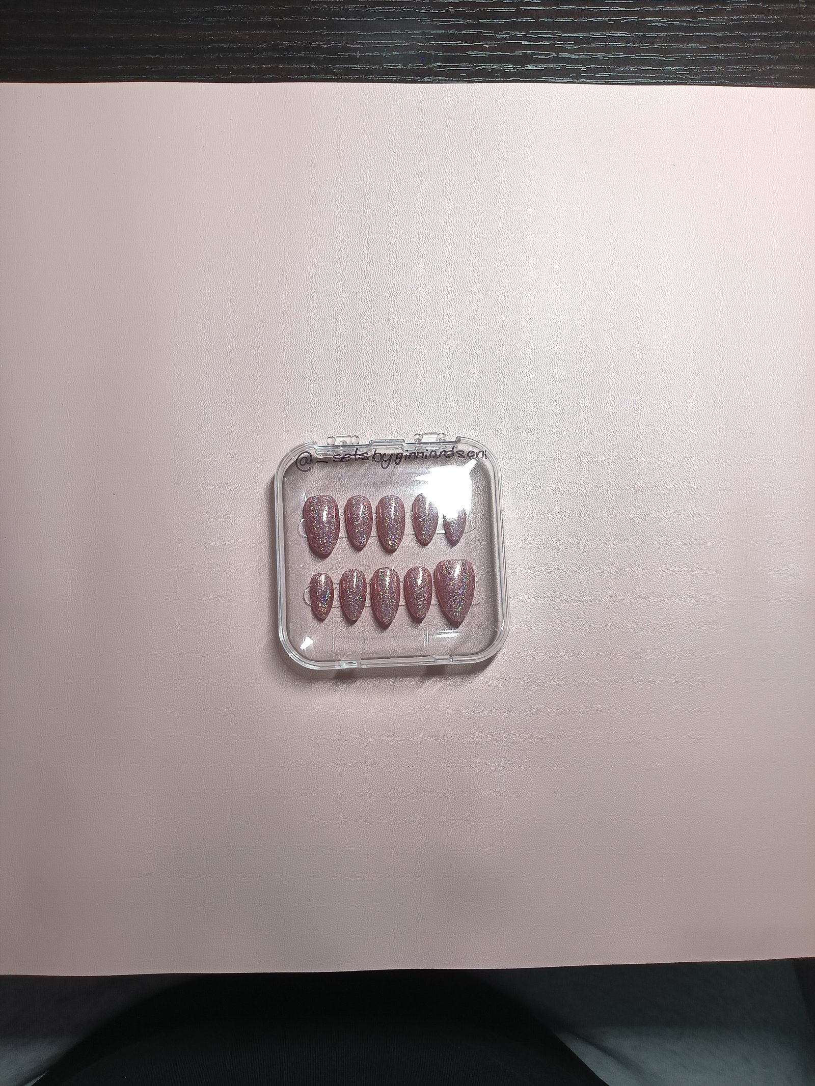 Rose Gold Holographic Sparkle press-on nail set by Sets by Ginni