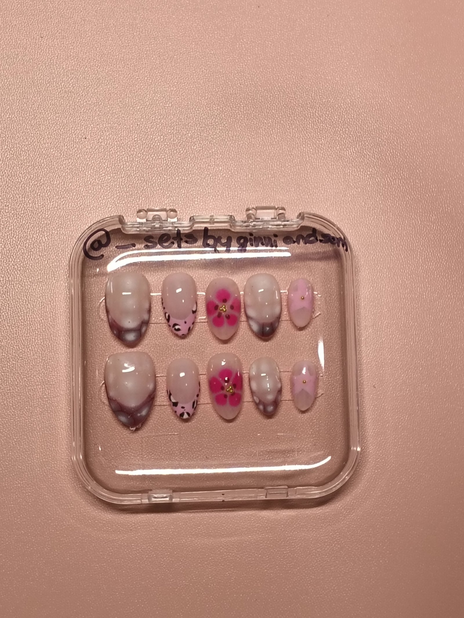 Floral Bliss & Cheetah Accents press-on nail set by Sets by Ginni