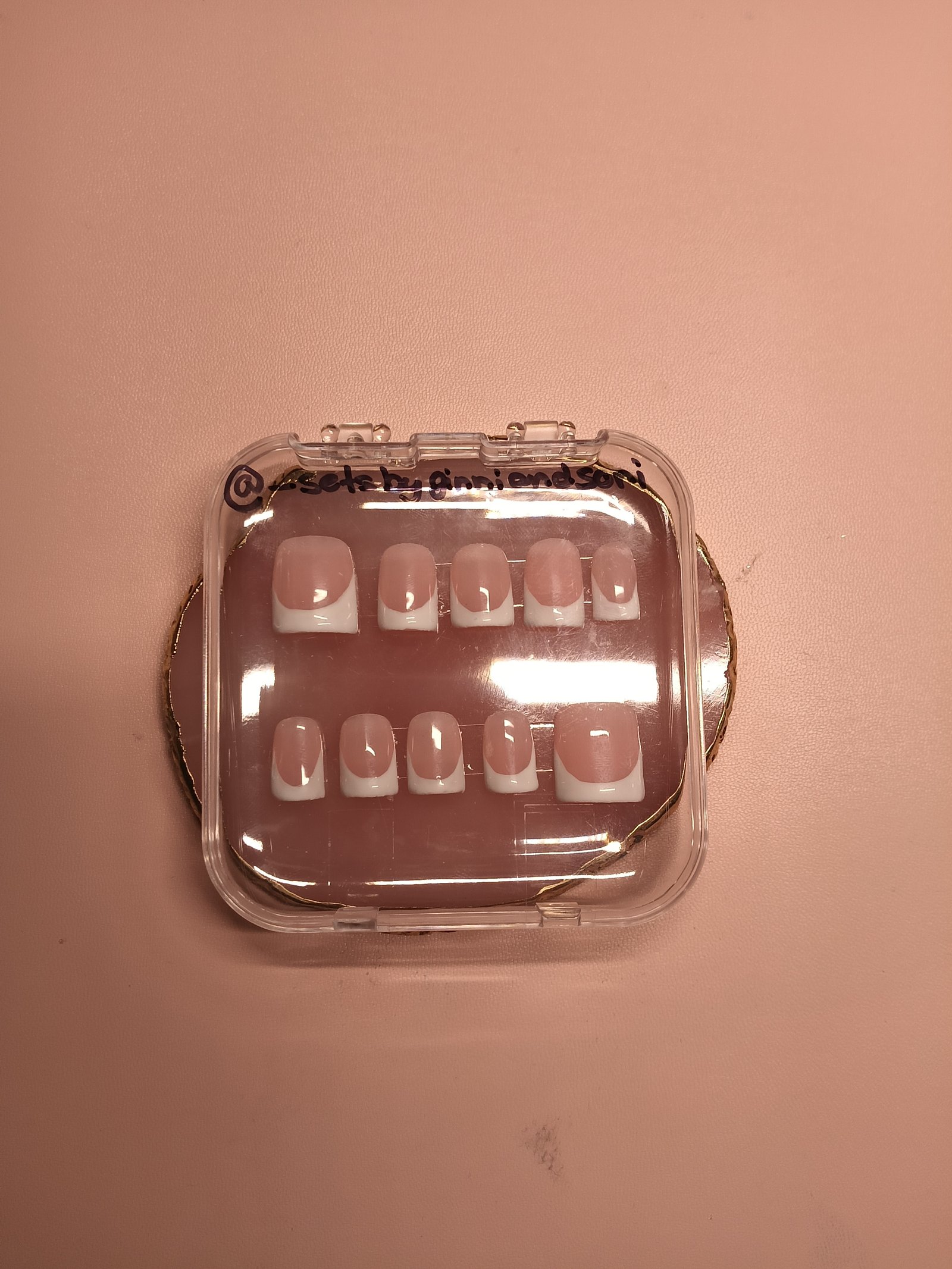 Classic French Square Natural press-on nail set by Sets by Ginni