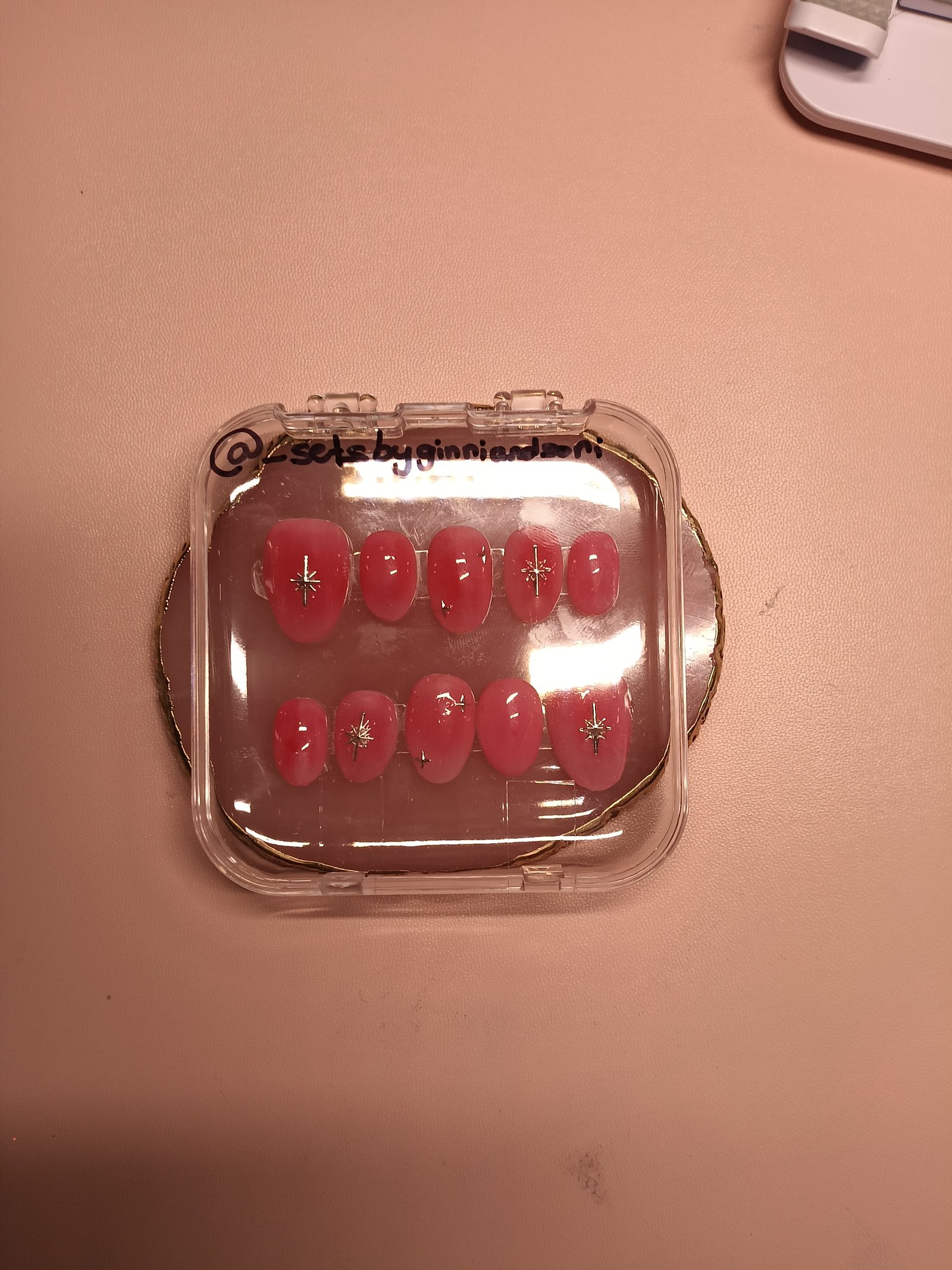 Cherry Star & Silver Sparkle press-on nail set by Sets by Ginni