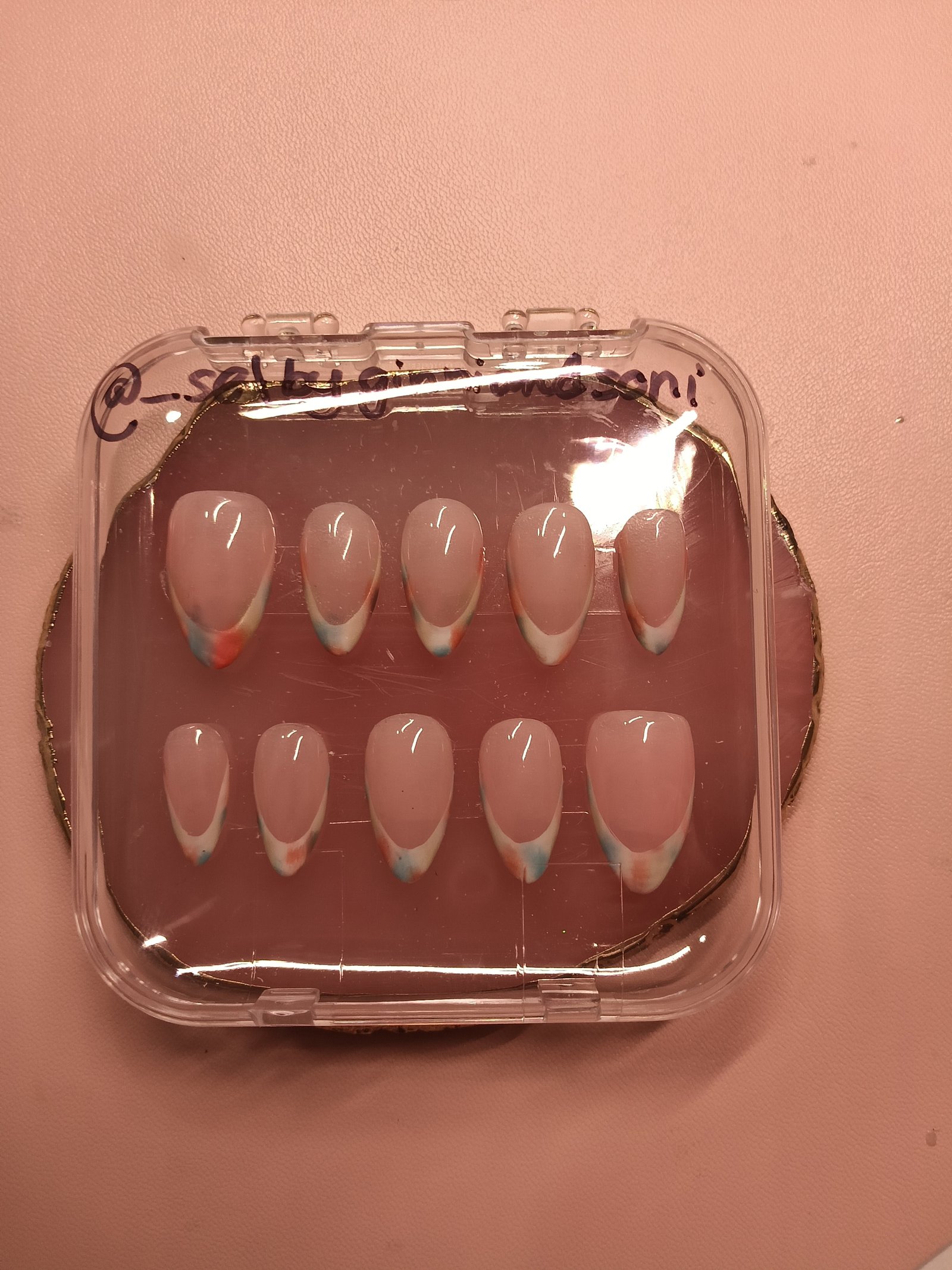 Sunset Watercolor French press-on nail set by Sets by Ginni