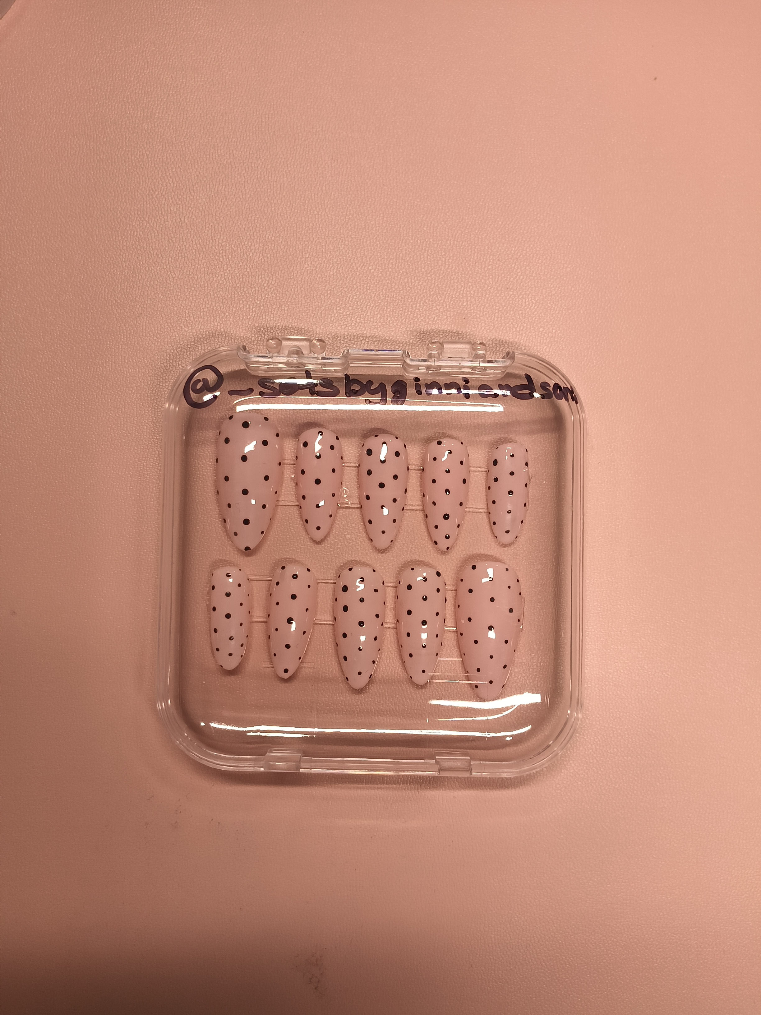 Polka Dream press-on nail set by Sets by Ginni and Soni